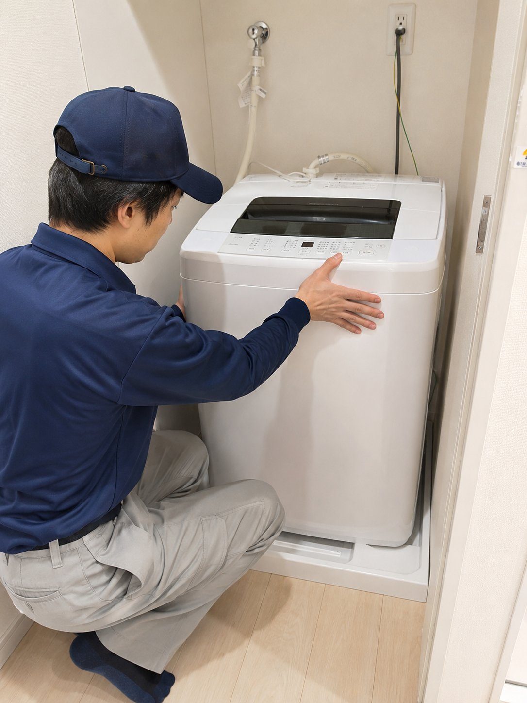 洗濯機の設置・給排水接続作業